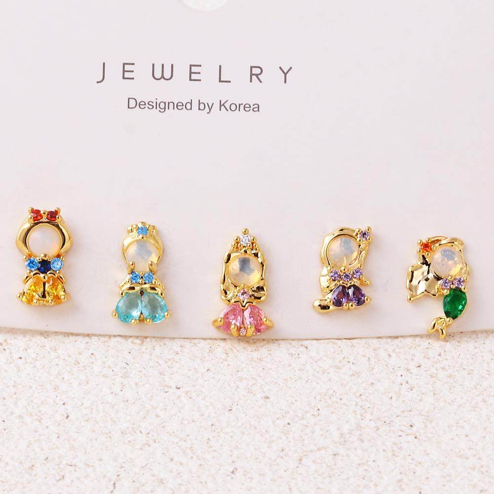 1Pair Sweet Trendy Zircon Stud Earrings For Women Girls Fovely Earrings Fashion Jewelry Gift