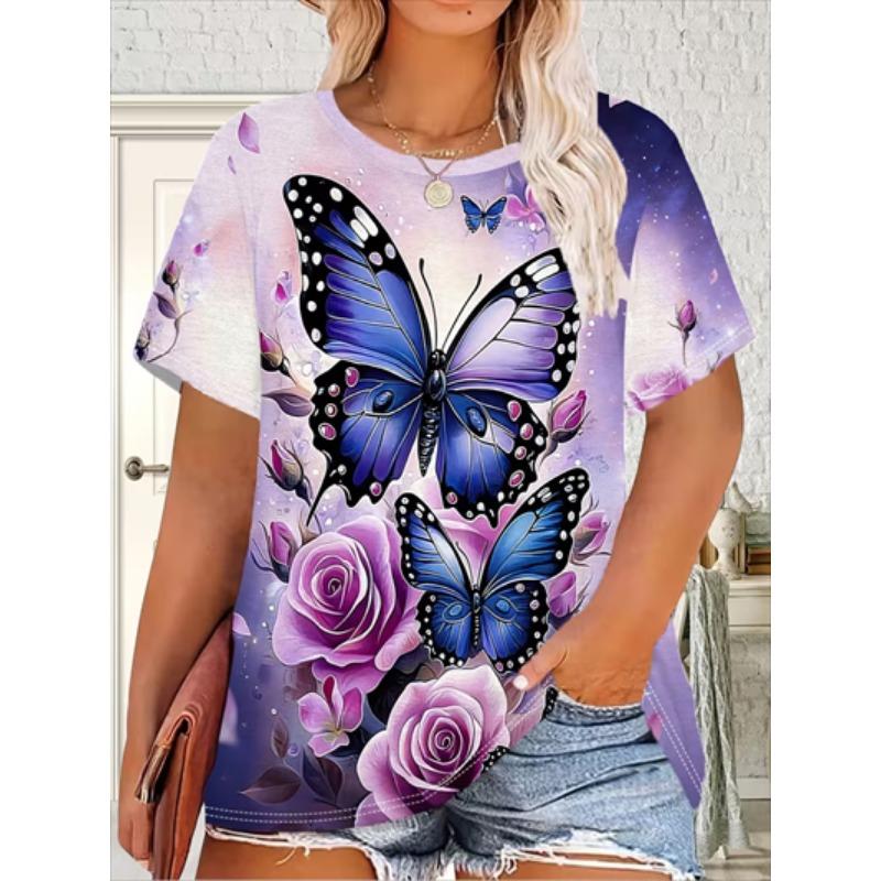 Women's Christmas T-Shirt Holiday Top Tee Round Neck Shirt Festive Wear Cheerful Print Short Sleeve T-Shirt