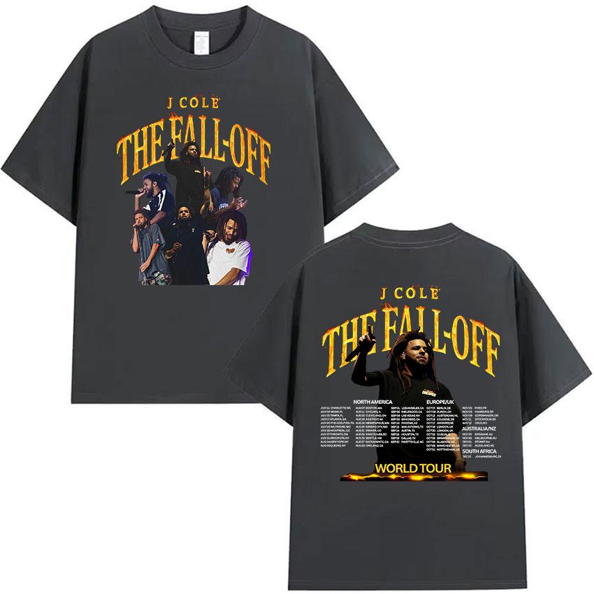 J.Cole The Fall Off Světové turné 2026 Grafické tričko Unisex Hip Hop Popová hudba Krátký rukáv Vintage bavlněná trička Streetwear