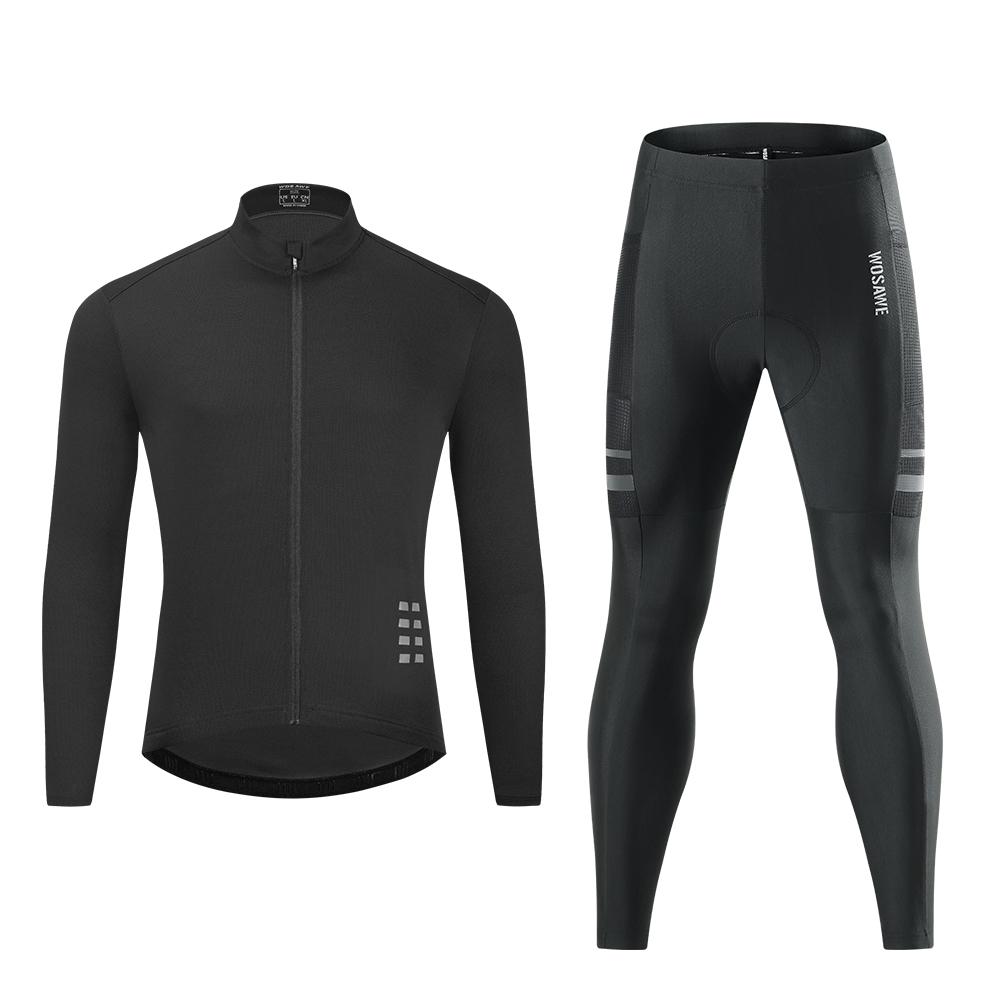 Cycling Sets WOSAWE Mens Long Sleeve Jersey Gel Padded Pants Road Bike Outfits