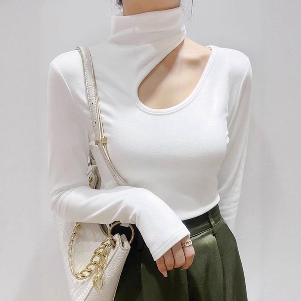 Women's Plush Long-Sleeve Turtleneck Slimming Plus-Size Base Layer Top for Spring, Autumn, and Winter