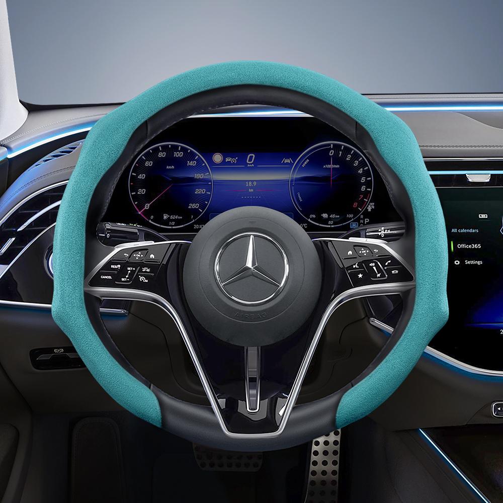 Suitable for Mercedes-Benz Premium Suede Snap-On Steering Wheel Covers, Non-Slip and Durable, Available In Round and D-Shaped Designs