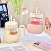 600ml Kawaii Glass Cup With Lid And Straw For Ice Hot Coffee Water Tea Juice Glass Mug Bottle Aesthetic Large Drink Bottle Gift