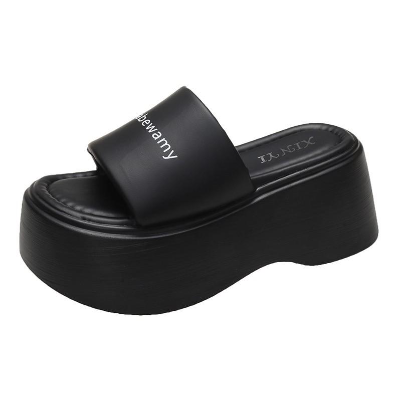 Platform Slippers Women's Fashion Outer Wear Summer New Heightening Versatile Muffin One-word Drag