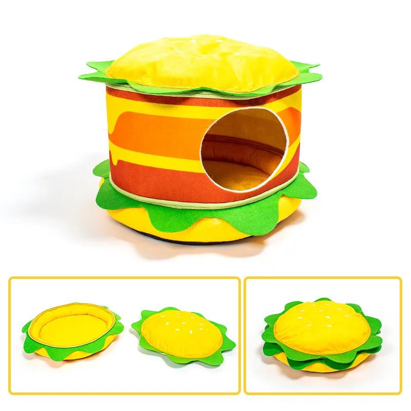 Hamburger Cat House Cave Food Shape Deep Sleep Kitten Dog Bed French Fries Teddy Corgi Kennel Litter Hammock Pet Supplies