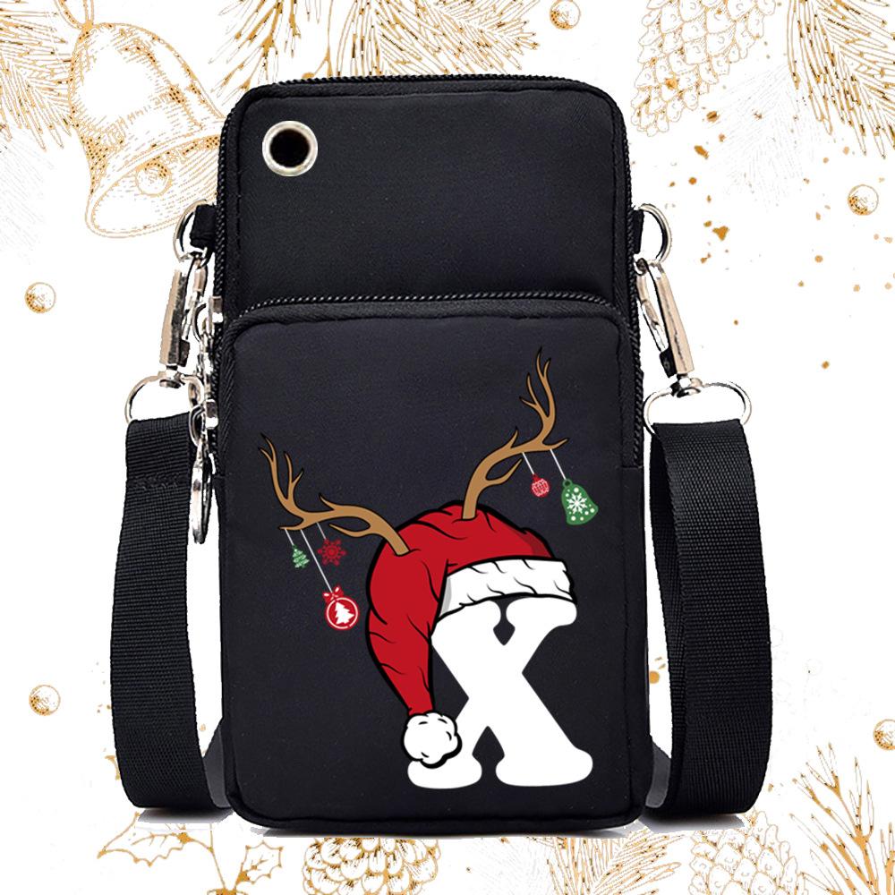Lightweight Casual Portable Messenger Bag Multifunctional Christmas 26 English Letter Printing