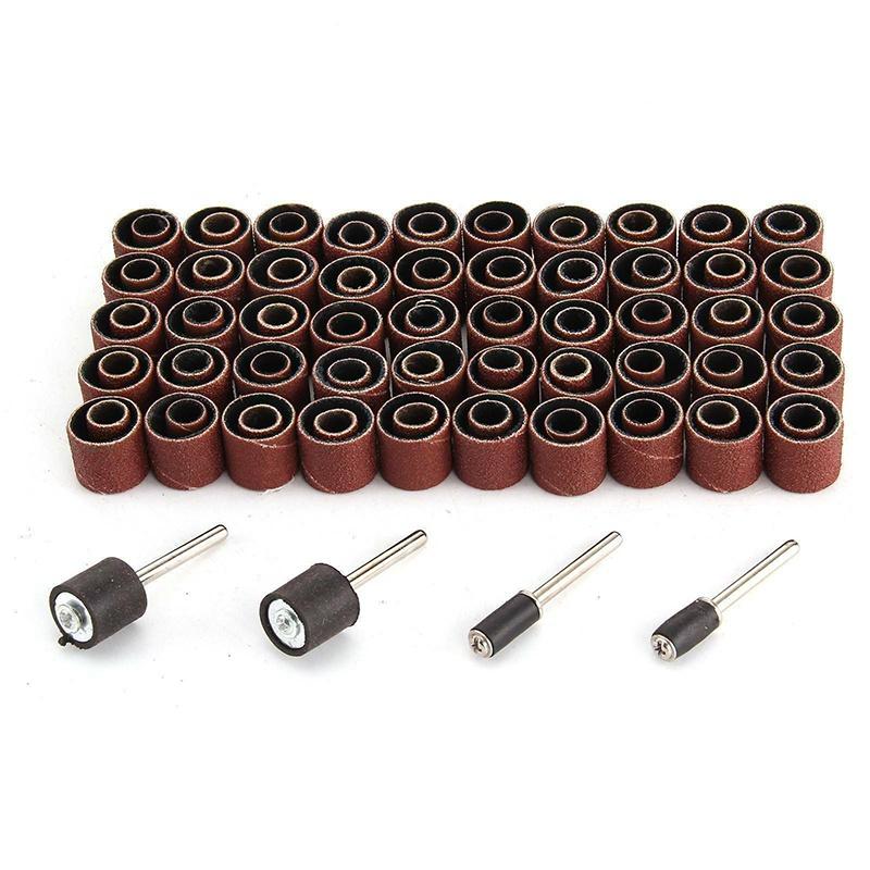 100Pcs Mandrel Dremel Rotary Tool Accessories Sanding Bands Drum Sleeve Grit