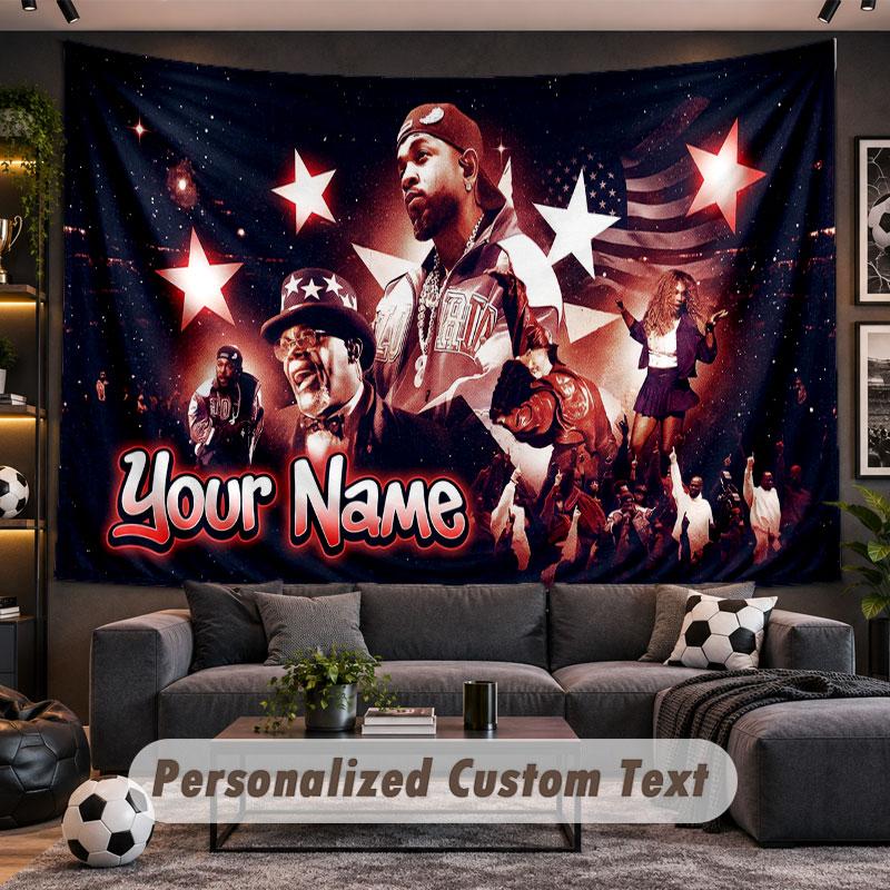 Wall Hanging Tapestry Custom NameKendrick Lamar Pattern Personalized Printed Fabric Wall Decor