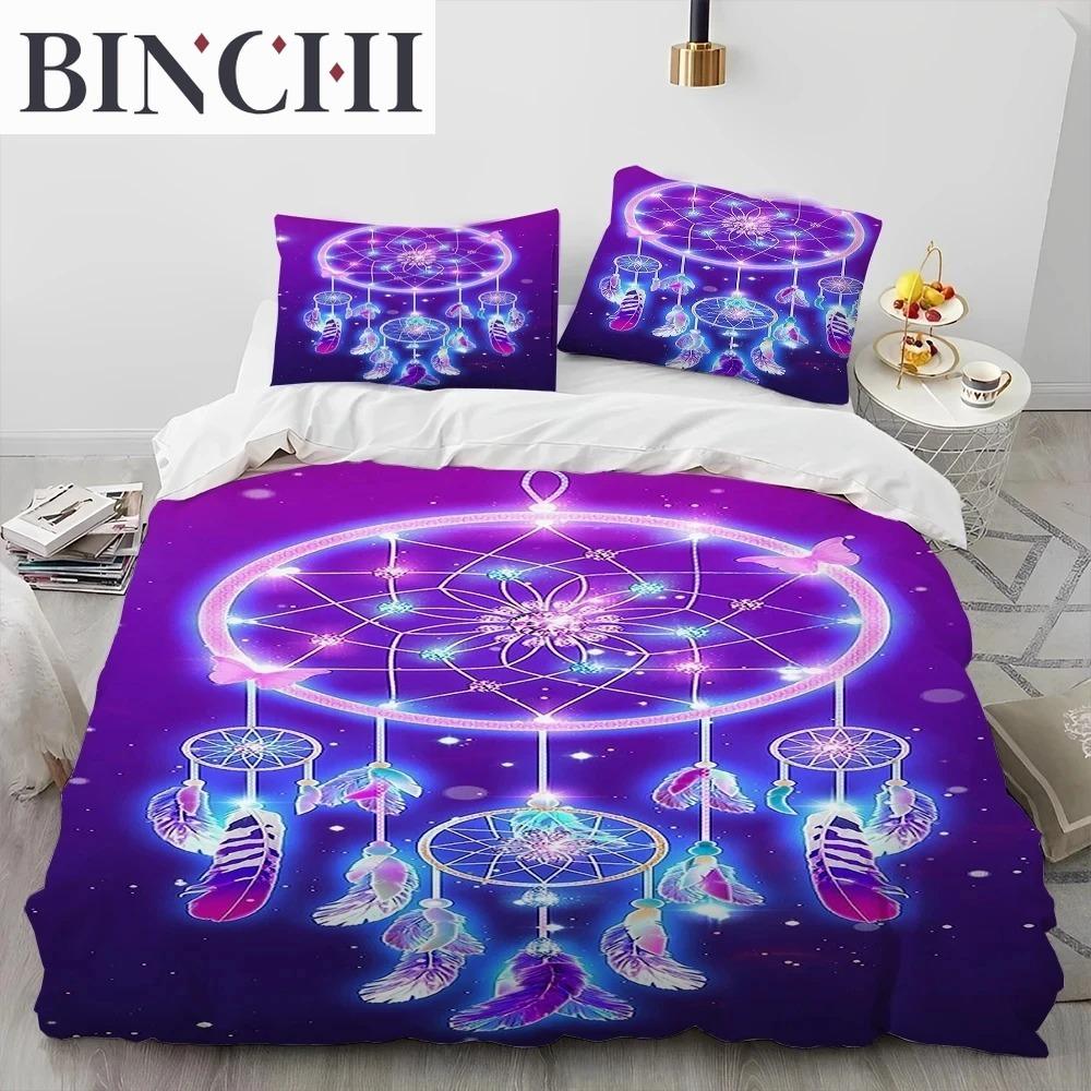 Fashion DreamCatcher Feather Owl Comforter Bedding Set King Queen Size Duvet Cover Pillowcase Soft Comfortable