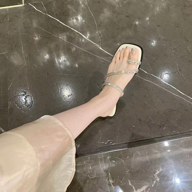 

Хуэйчжоу женская обувь новая однословная с носком сандалии на плоской подошве женская верхняя одежда 39 абрикосовый