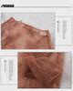 Four Seasons Lace Mesh Semi-High Neck See-Through Long Sleeve Korean-Style Blouse