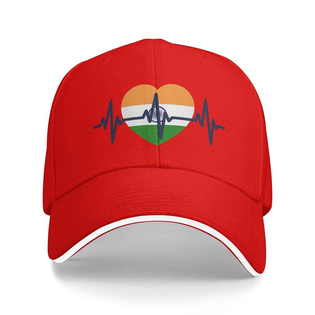 Heartbeat Of India Patriotic Heart Design  Casual Baseball Cap Summer  Trucker Hat Sun Snapback Cap Unisex-TeensN Baseball Caps