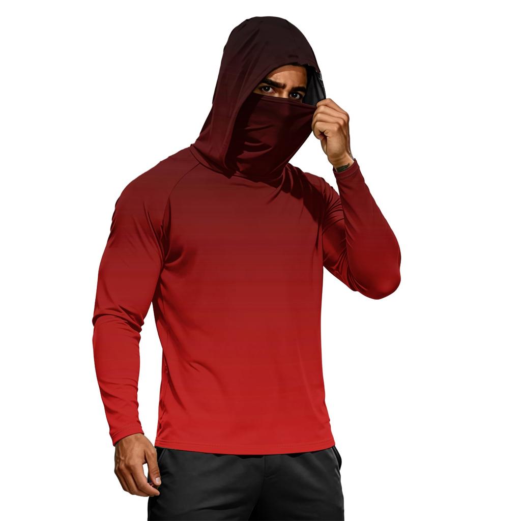 Herren Sommer Langarm Hoodie UPF50+ Sonnenschutz Schnelltrocknend Fitness Sportshirt Leicht Atmungsaktiv Outdoor Activewear