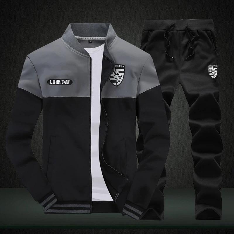 Men's Spring And Autumn Casual Sports Suit Fashion Teen Student Stand Collar Baseball Uniform Men's Two-piece Set