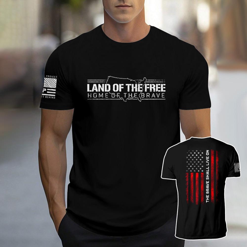 Land Of The Free Letter Prined T-shirt For Men 2025 Trendy Casual Men's O-Neck Short Sleeve Clothing Breathable Sports T Shirt