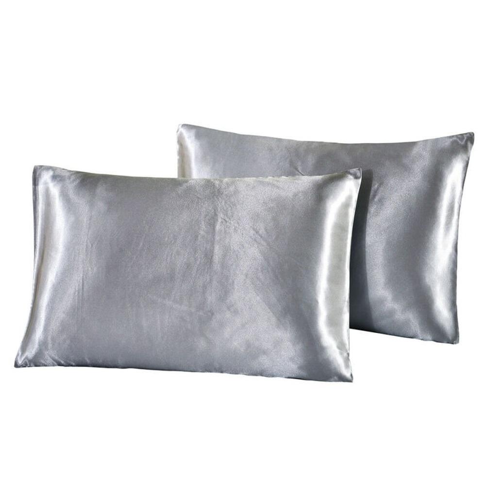 2Pcs Silk Satin Pillow Case Bedding Pillowcase Smooth Home with Envelope Closure Twin/Queen/King Size