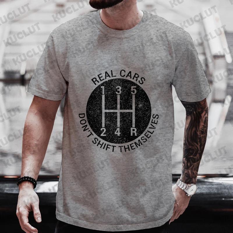Men's Street T-shirt Funny Car Stick Shift Print Tees Tops Summer T Shirt Clothes Oversized Tee Shirt for Men Tshirt Clothing
