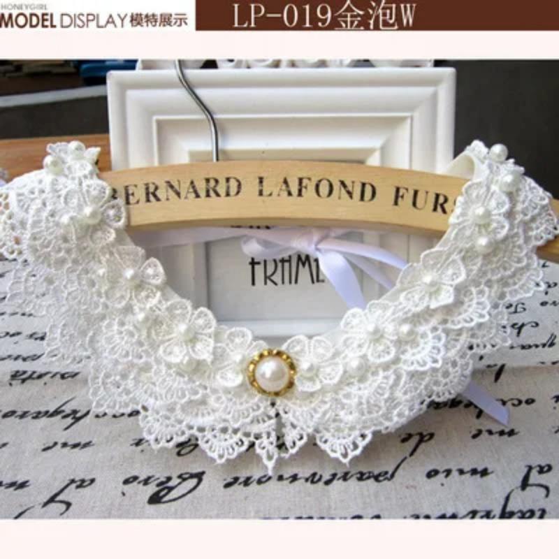 Fashion Wild Retro Beaded Sequins Rhinestones Pearl Lace Collar False Necklace DIY Clothes Shirt Sweater Decoration