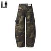 CHOCOOLATEit Herren Camouflage Loose Wide-Leg Jeans