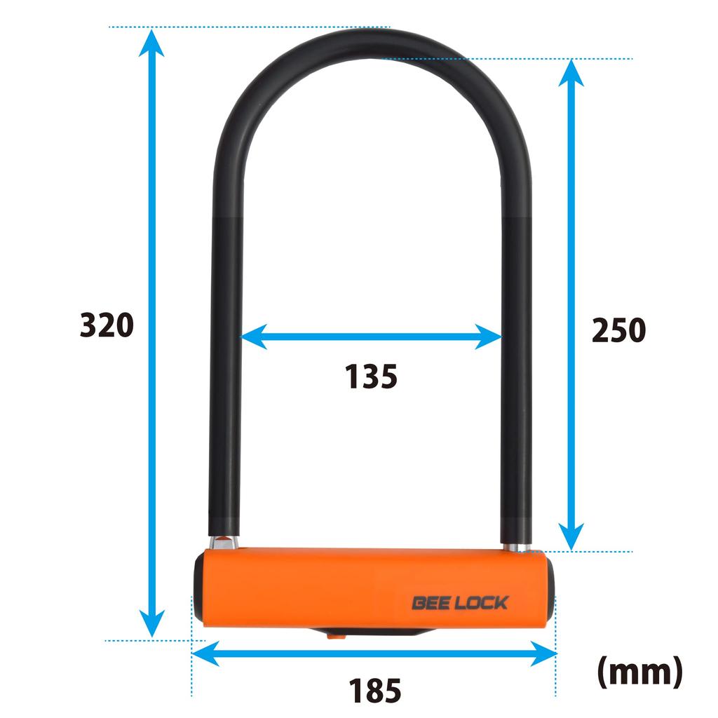 LEAD Bee Lock Motorcycle Shackle 135 x 14mm Lock, Lock, 250mm, Diameter, LU-206A