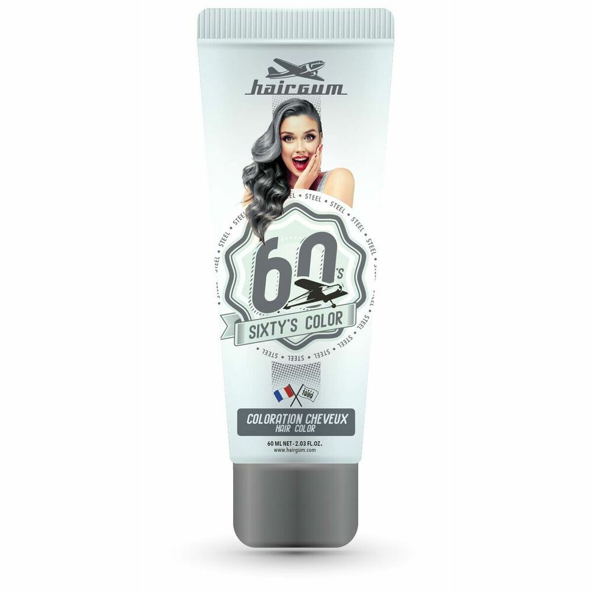 

Полуперманентное окрашивание волос Hairgum Sixty s Color Стальной (60 мл)