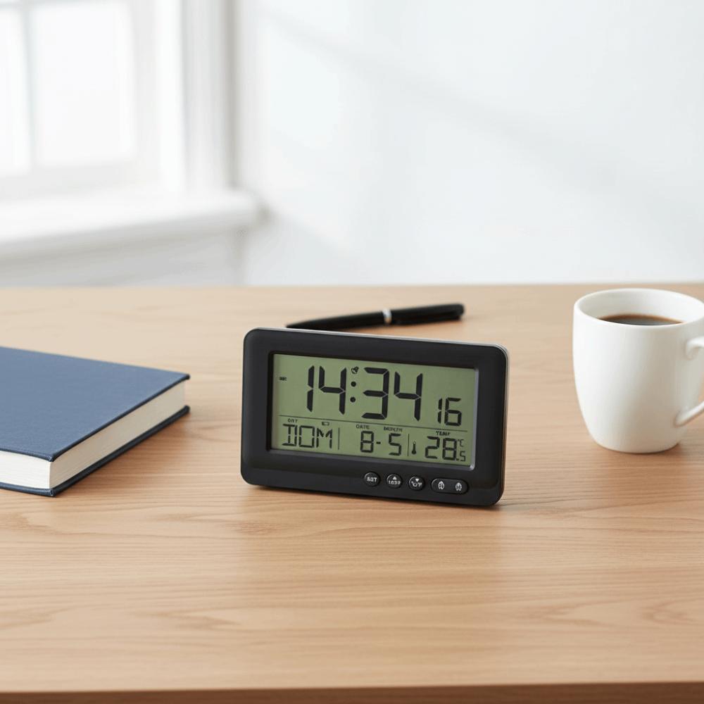 Time/Date/Week/Temperature Electronic Alarm Clock LCD Display Soft Lighting Digital Alarm Clock Plastic 12/24 Hours