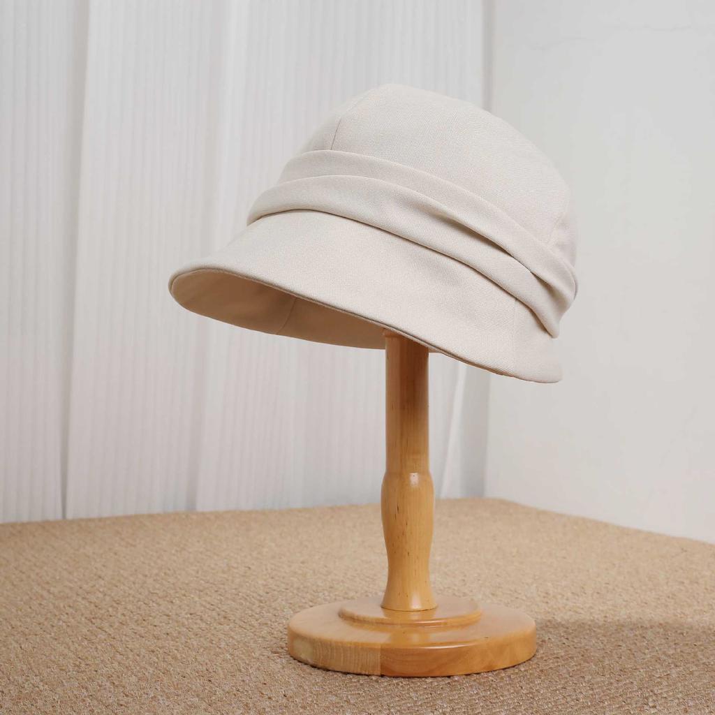 Small octagonal bucket hat for women, warm in autumn and winter, plain face mask, elegant and versatile sun hat