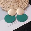 9Colors Double Round Wafer Drop Earrings for Women European American Colorful Geometry Metal Hyperbole Brincos Party Jewelry