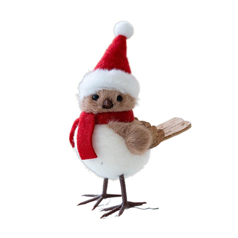 Winter Bird Figurines Decor Realistic Fake Birds With Hats For Christmas Tree Table Home Effortless Holiday Decorations