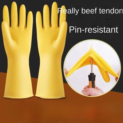 Guantes de látex de goma para lavar platos con tendón de res, resistentes al agua, para lavandería de mujeres, para uso doméstico y cocina, guantes gruesos