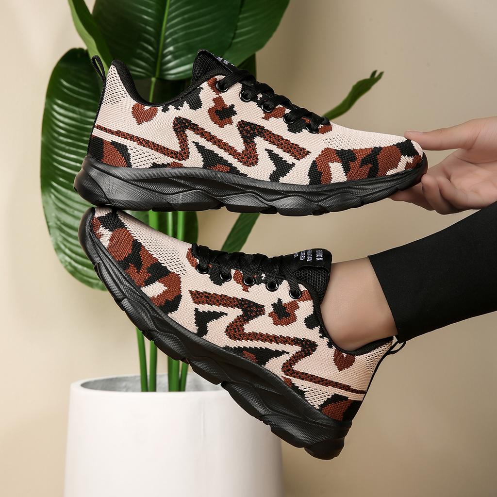 TUINANLE Women Sneakers Mesh Breathable Camouflage Color Platform Shoes Ladies Light Weight Running Shoes