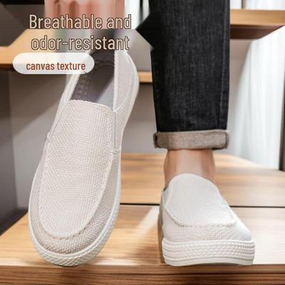 Men's Spring Casual Cotton Linen Moccasins - Fashionable, Simple, Solid Color, Versatile Driving Shoes