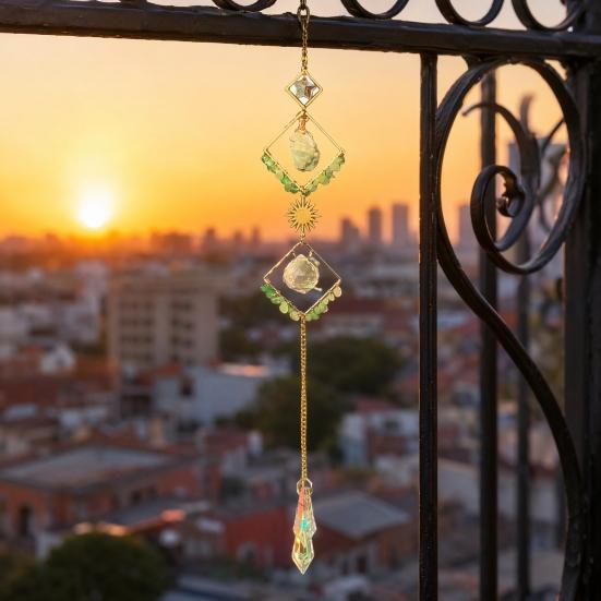 Crystal Sun Catchers for Windows, Colorful Healing Light Crystal Suncatcher, Glass Ball Prism Pendant, Decorative Wind Chimes, Indoor Outdoor Patio
