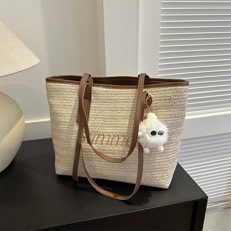 

Плетена сумка для жінок 2024 року, нова мода в Інтернеті, сумка-тоут зі знаменитостями, жіноча велика сумка через плече, солом’яна сумка