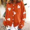 Autumn and Winter Fashionable Women's Sweaters, Knitted Sweaters, Single-breasted Heart-shaped Pattern Women's Cardigans