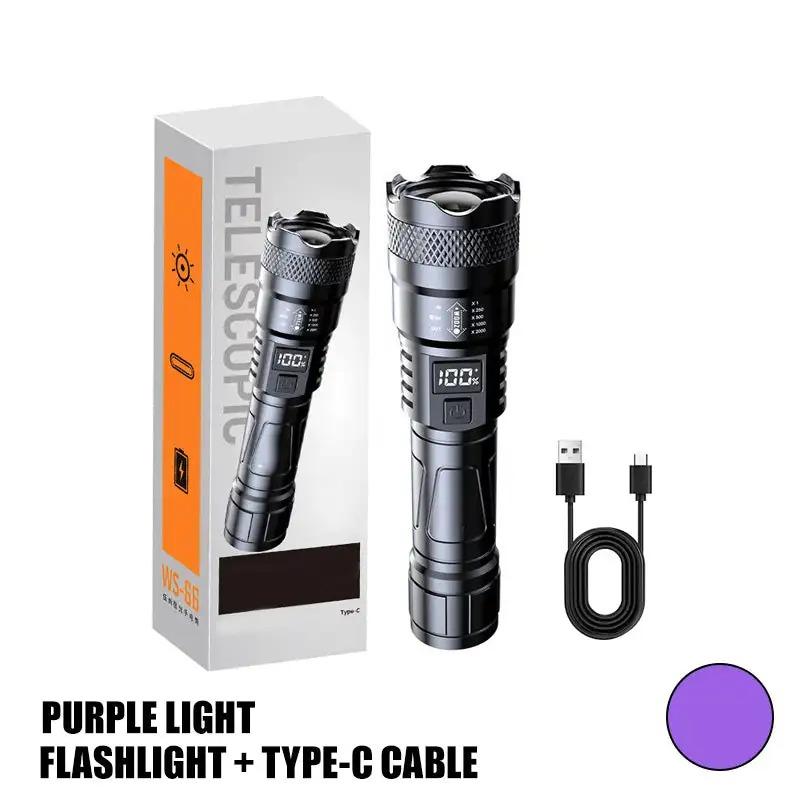 High Power Rechargeable Flashlight Telescopic Zoom Strong Handheld Torch Light Outdoor Camping Emergency Lamp