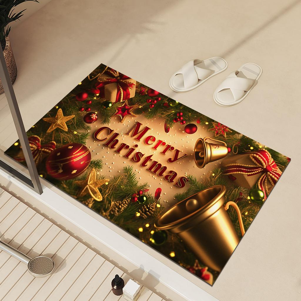 Christmas Door Mat Entrance Outdoor Floor Foot Mats Front Doormat Room Rugs Hallway Bath Carpet Washable