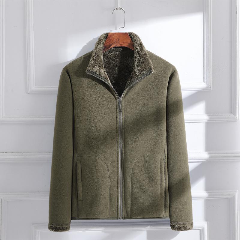 

Осенне-зимняя двухсторонняя флисовая флисовая мужская куртка Plus Velvet Thickened Fleece Jacket M зелёный