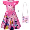 Hexe Jagd Mädchengruppe Kinder Cosplay Flatterärmel Milchseide Kleid mit Tasche