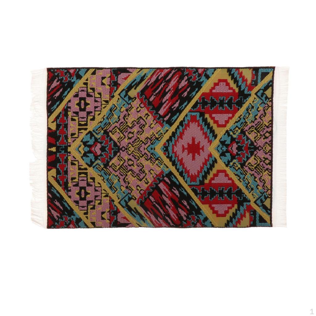 1/12 Scale Dollhouse Carpet Turkish Rug Toys Vintage Bedroom Decoration Pretend Toy for Living Room