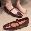 Retro Camellia Square Head Inner Height Increase Word Belt Mary Jane Shoes Women's Spring 2025 New Commuter Single Shoes Evening Shoes