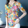 M-5XL Women's Spring and Summer Large Size Printing Tops Female Autumn Loose Casual Half Sleeve Blouses