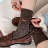 Damen Herbst und Winter Warme Verdickte Cartoon Dackel Hund Gestickte Gepunktete Wolle Trommelplüsch Socken