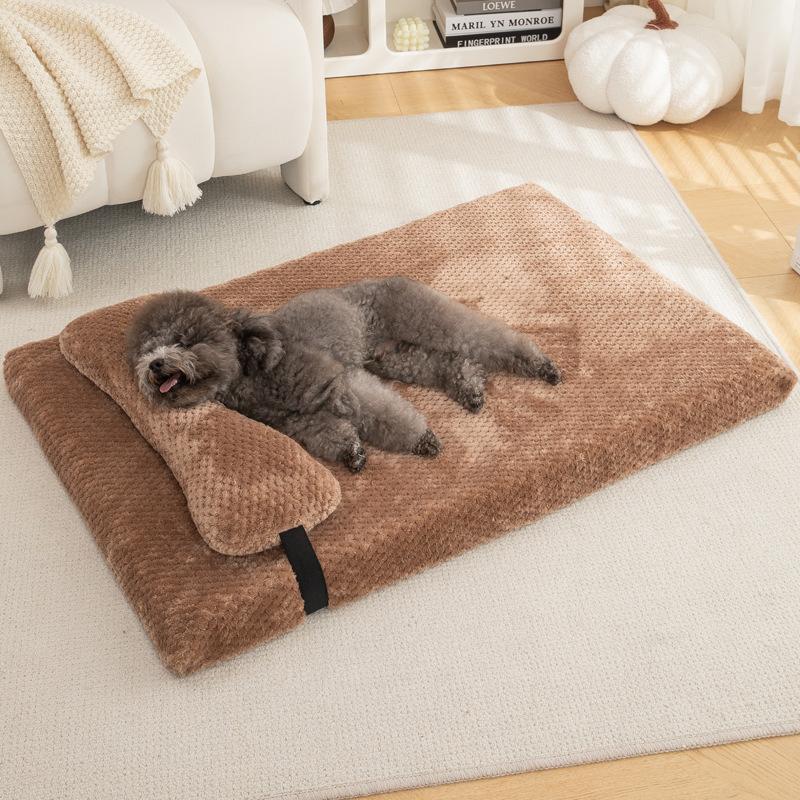 New Pineapple Lattice Pet Bed Warm Winter Cat Dog Cushion Soft Washable Mat Bedding for Medium Large Pets Cozy Home Nest