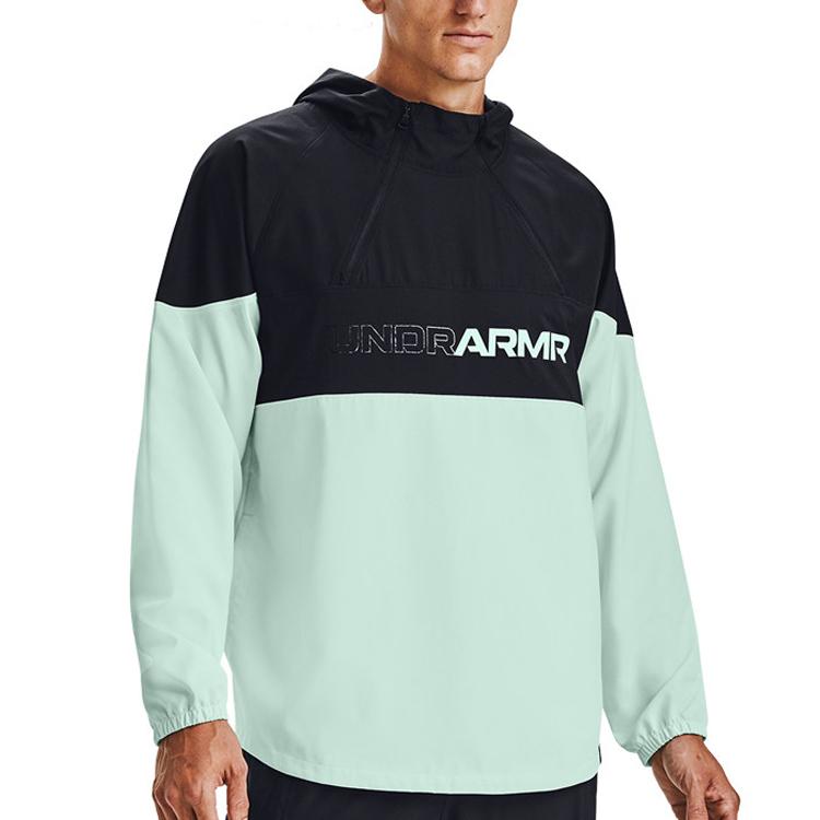 Under Armour Futures Mixed Anorak Regular Fit Hooded Jacket With Drawstring Men Tops Black Green 1358231-002