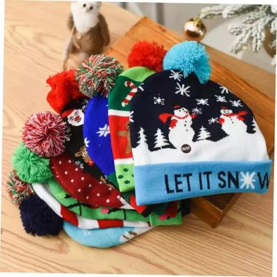 Christmas LED Knit Hat Light-Up Beanie for Men and Women Perfect for Holiday Parties Festive Glow Cap for Celebrations