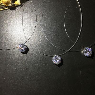 Przezroczysty Damski Cyrkon Przezroczysta Niewidoczna Żyłka Wędkarska Naszyjnik Wisiorek Biżuteria Choker