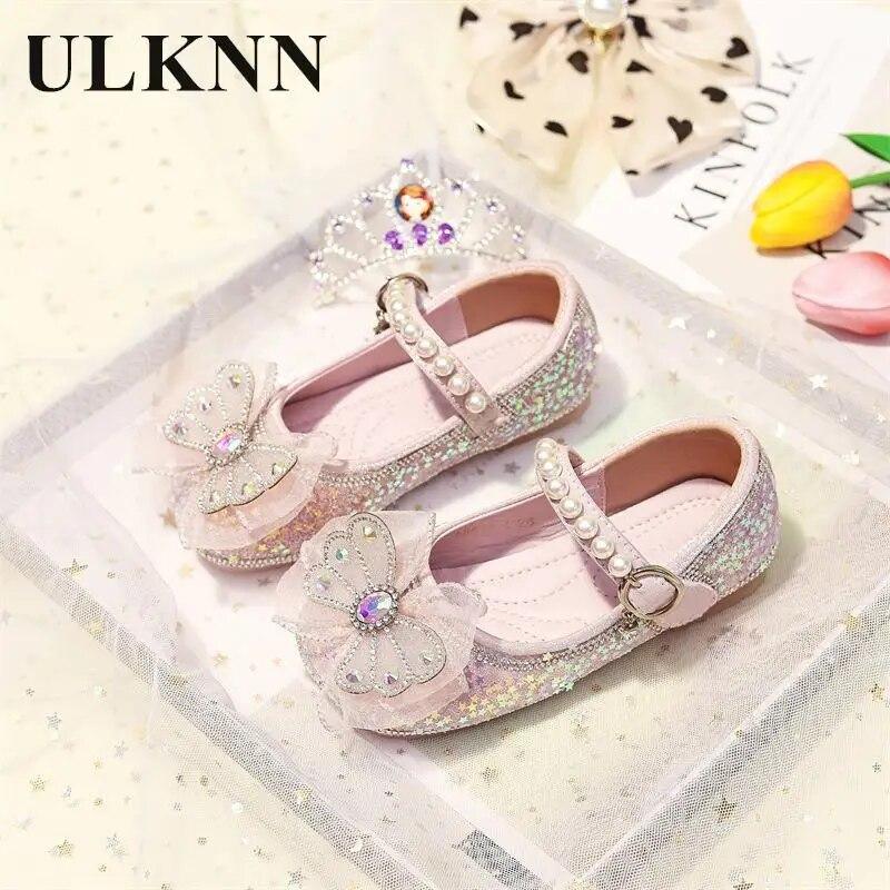 

Fashion Mary Jane Single Shoes Girls Crystal Lace Falts Student New Pink Anti Slip Leather Shoes Girls Fashionable Pink Shoe