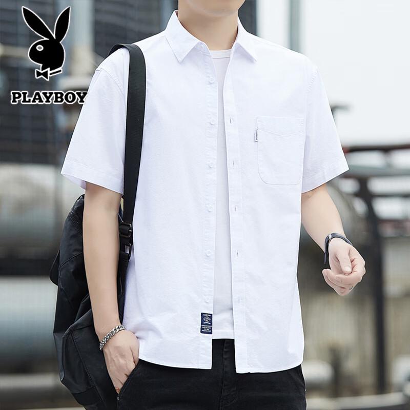 Playboy Men s Short Sleeve Business Casual Cotton Shirt 3XL