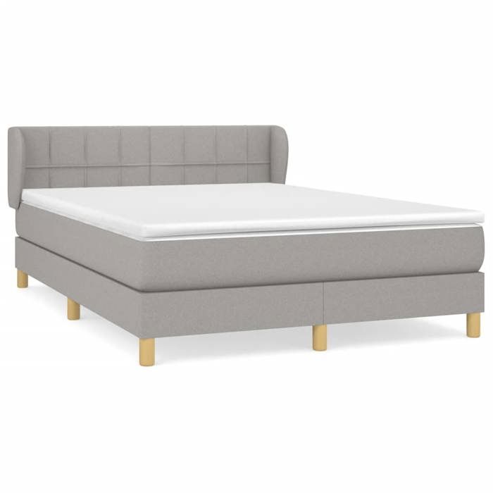 3126797 vidaXL Lit à sommier tapissier avec matelas Gris clair 140x190cm Tissu